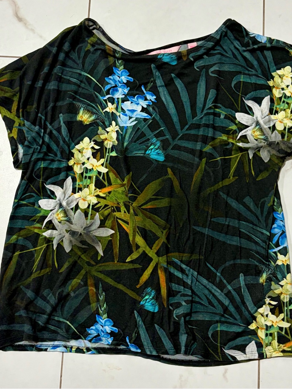 Ted Baker Black Tropical Floral Short Sleeve Top 3